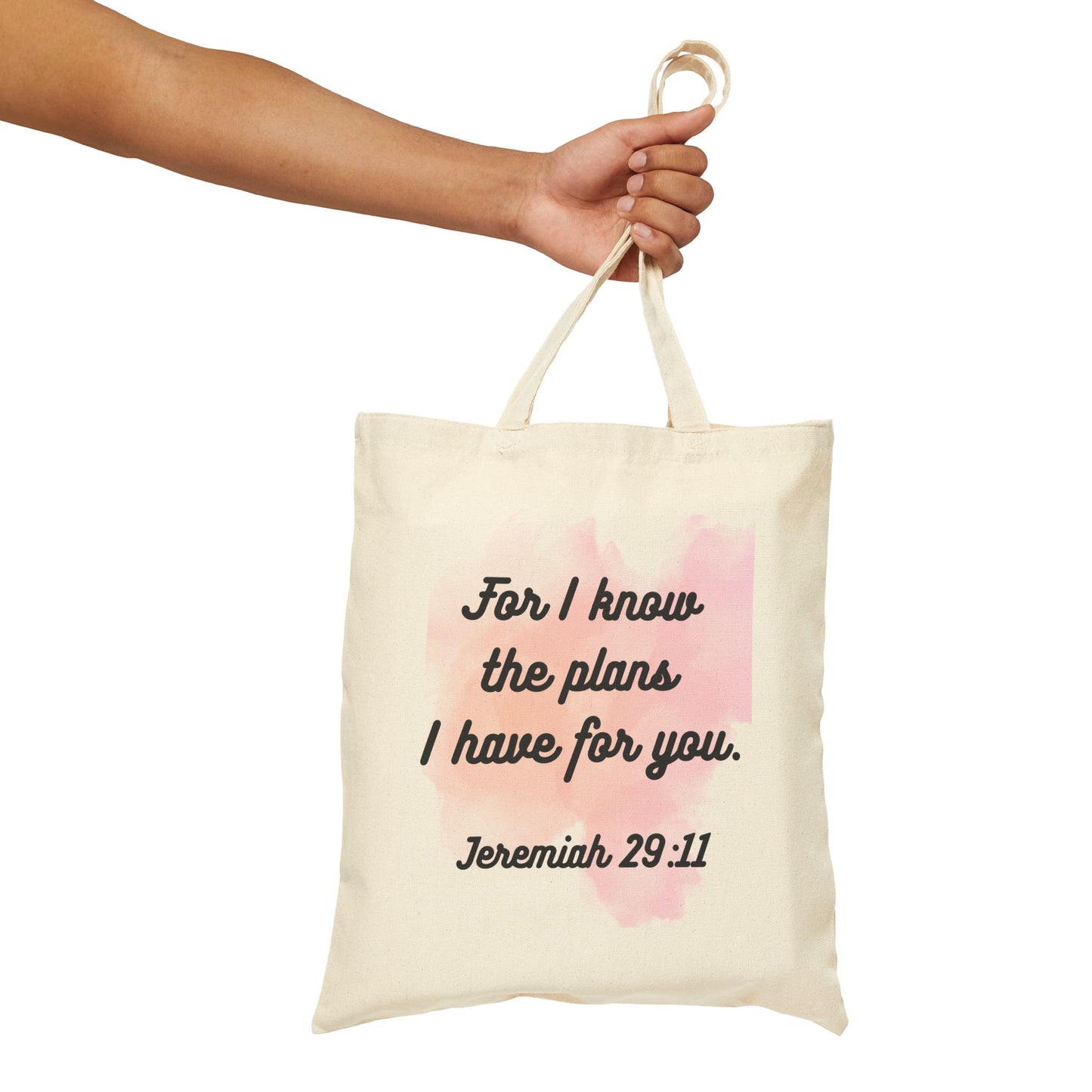 Inspirational Quote Cotton Canvas Tote Bag, Bible Verse Tote, Jeremiah 29:11 Bag, Motivational Gift, Everyday Shopping Bag - Journey with Jazzy