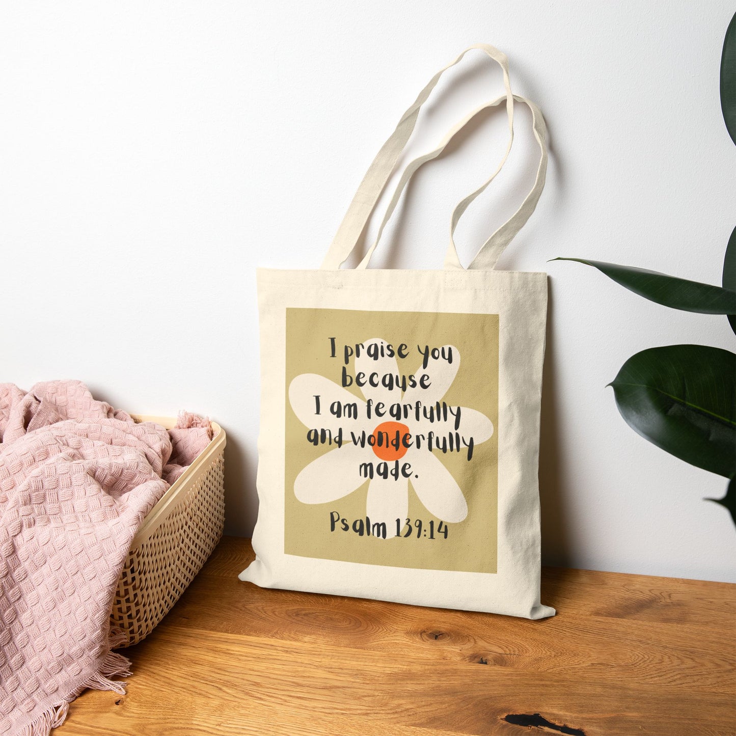 Inspirational Floral Tote Bag, Bible Verse Bag, Reusable Grocery Tote, Eco-Friendly Market Bag, Gift for Women - Journey with Jazzy