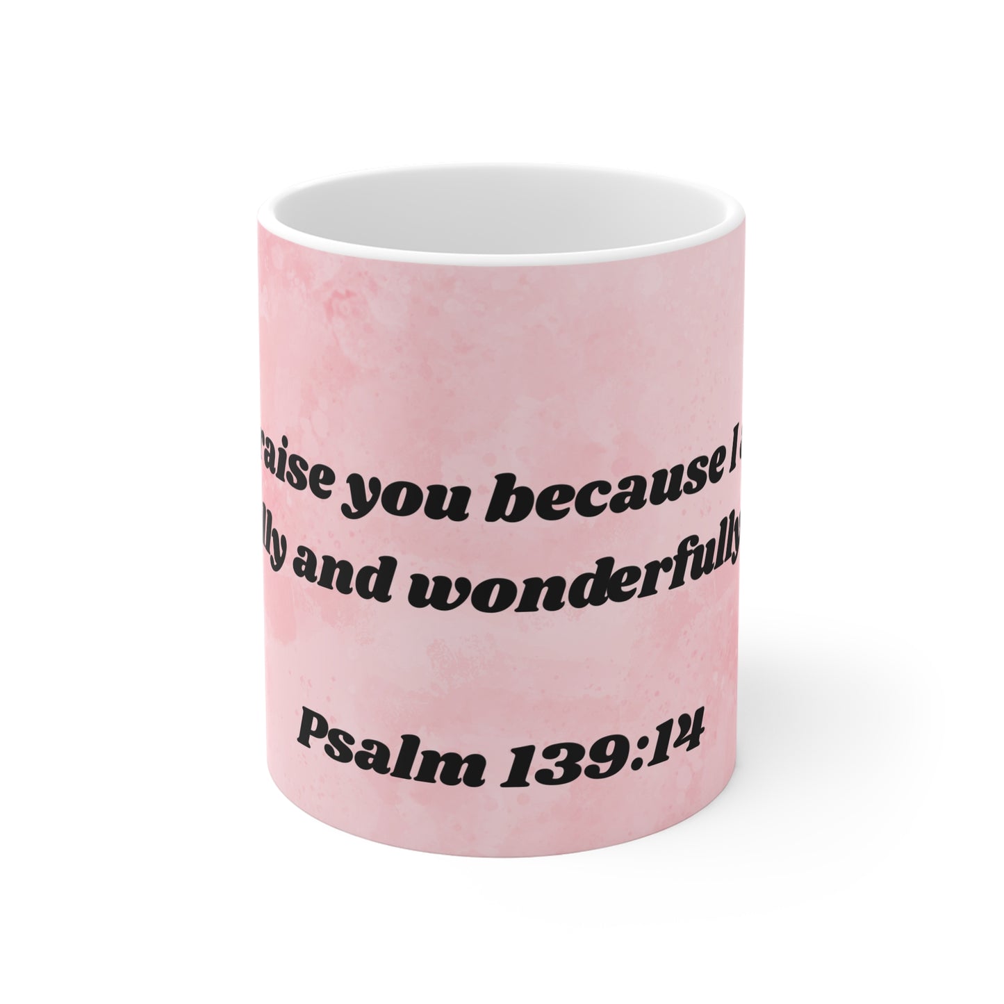 Custom 11oz Ceramic Mug – Psalm 139:14 Inspirational Design - Journey with Jazzy