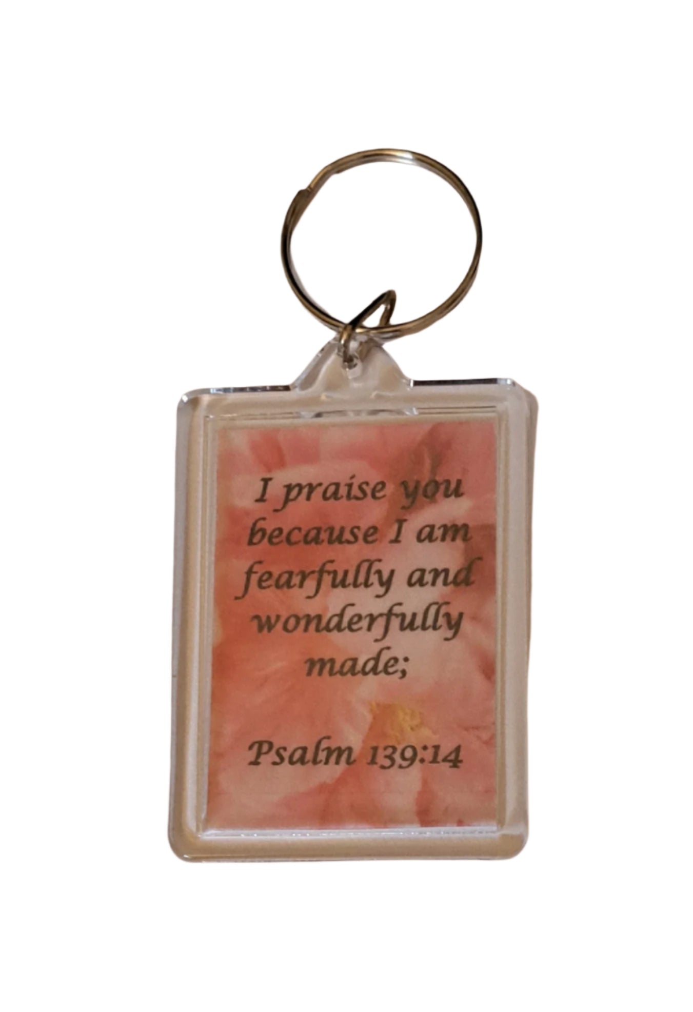 Bible Verse Keyring with a Floral Background