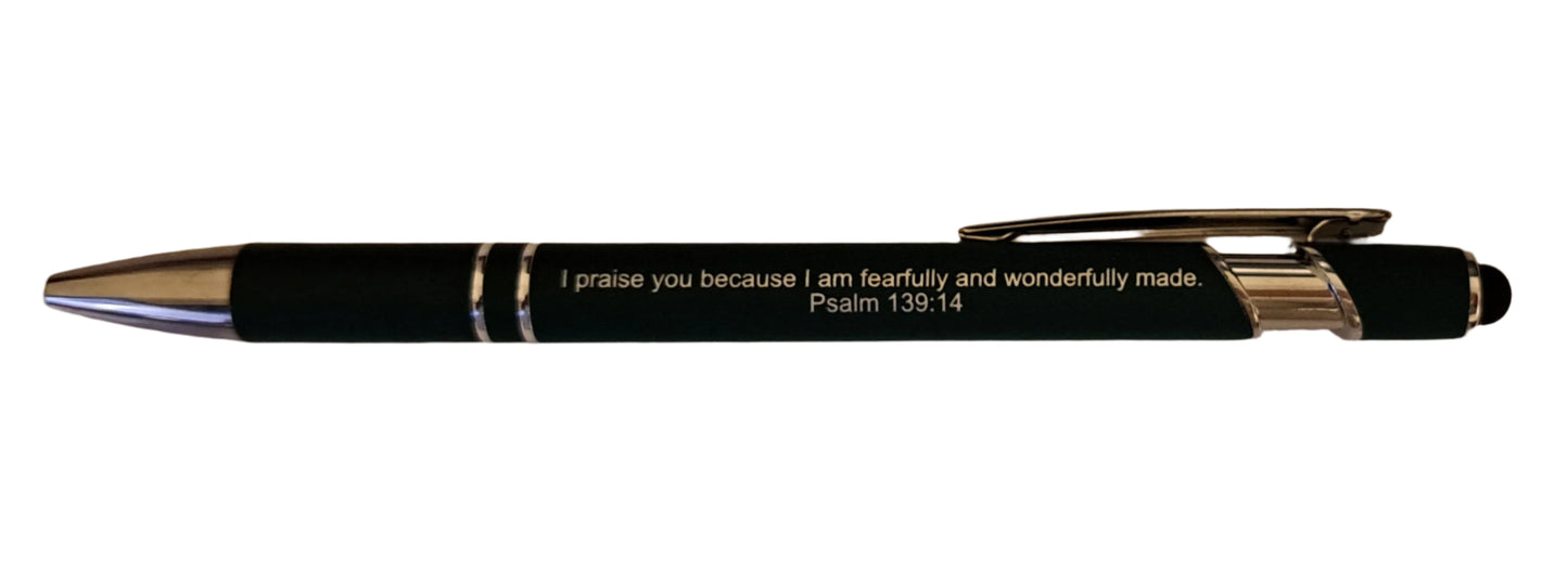 Customised Pen for Women, Personalised Pen with Bible Verse, Psalm 139:14 - Journey with Jazzy