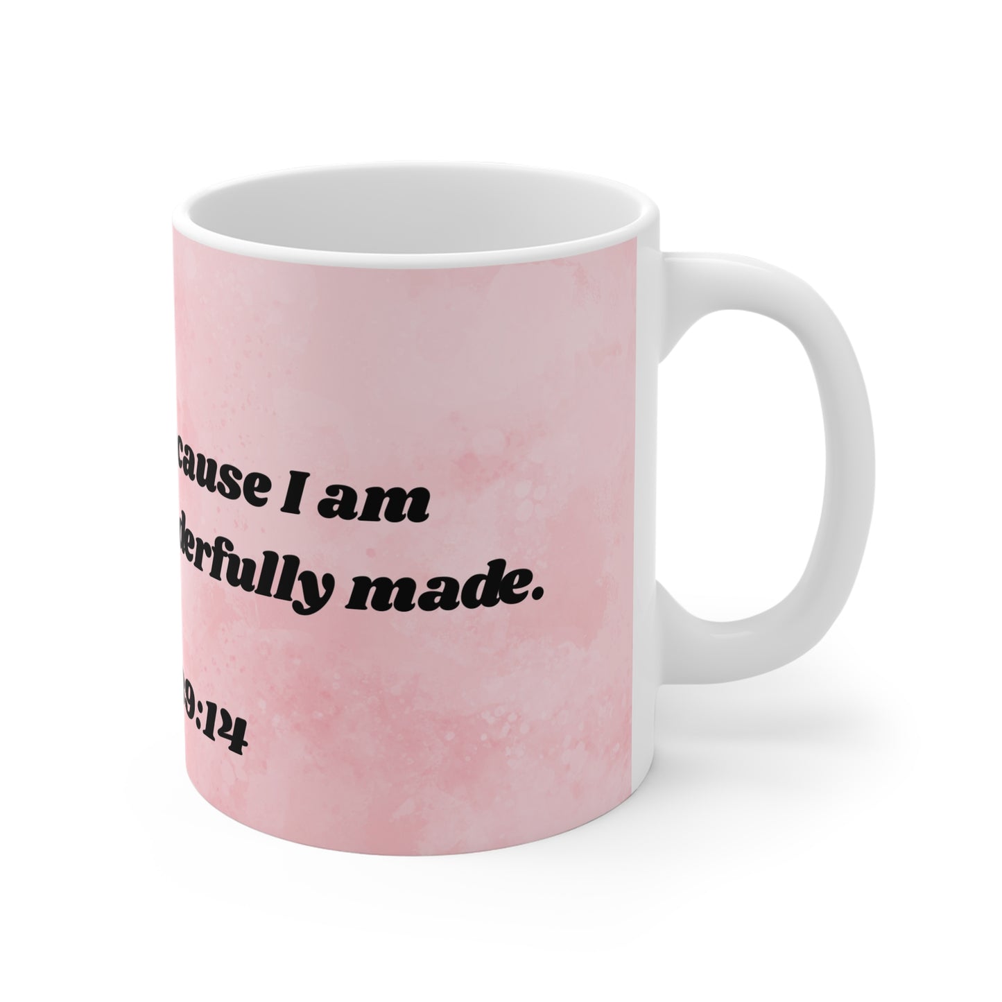 Custom 11oz Ceramic Mug – Psalm 139:14 Inspirational Design - Journey with Jazzy