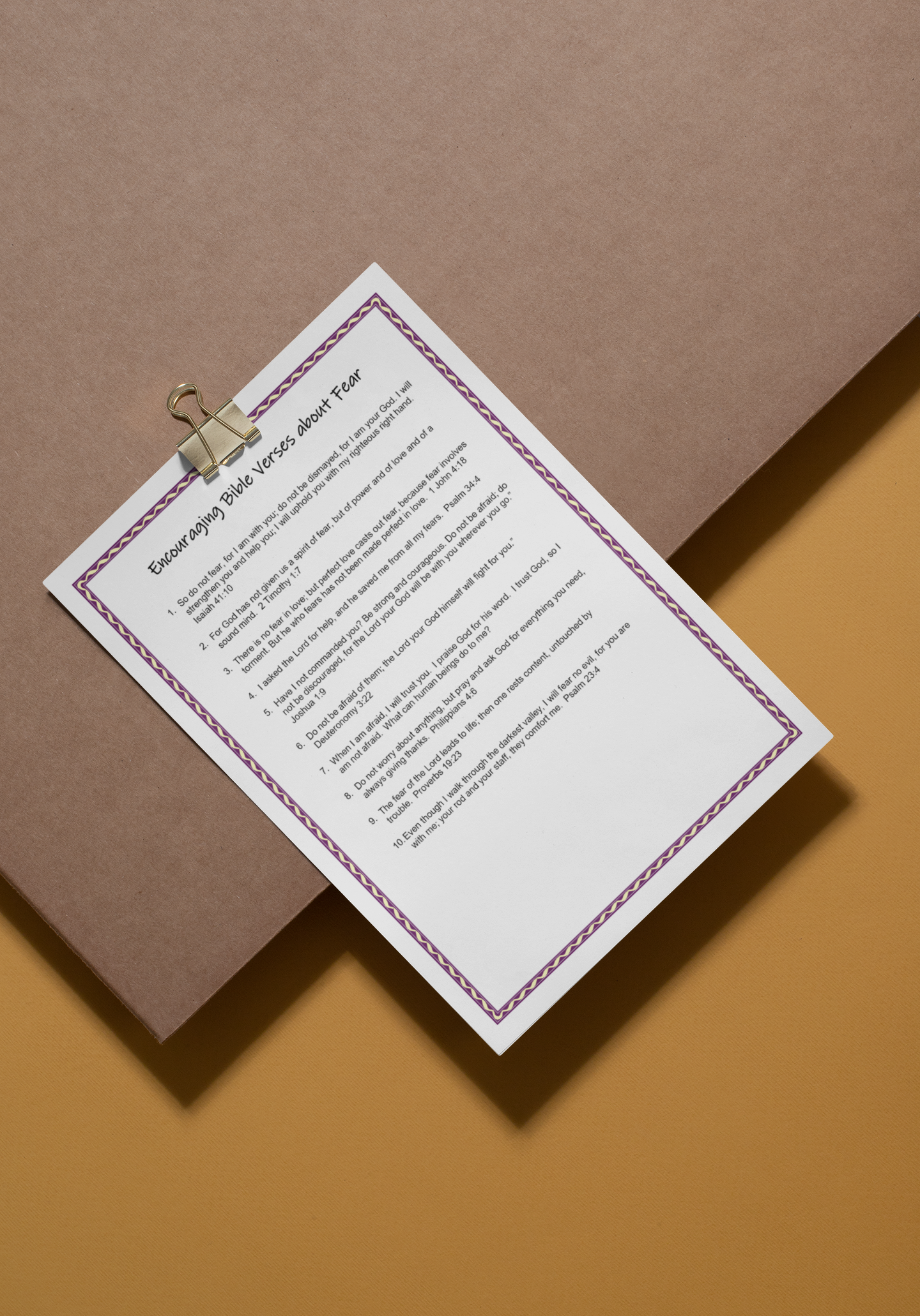 A4 Bible Verses Print - 10 Reassuring Scriptures About Fear - Journey with Jazzy