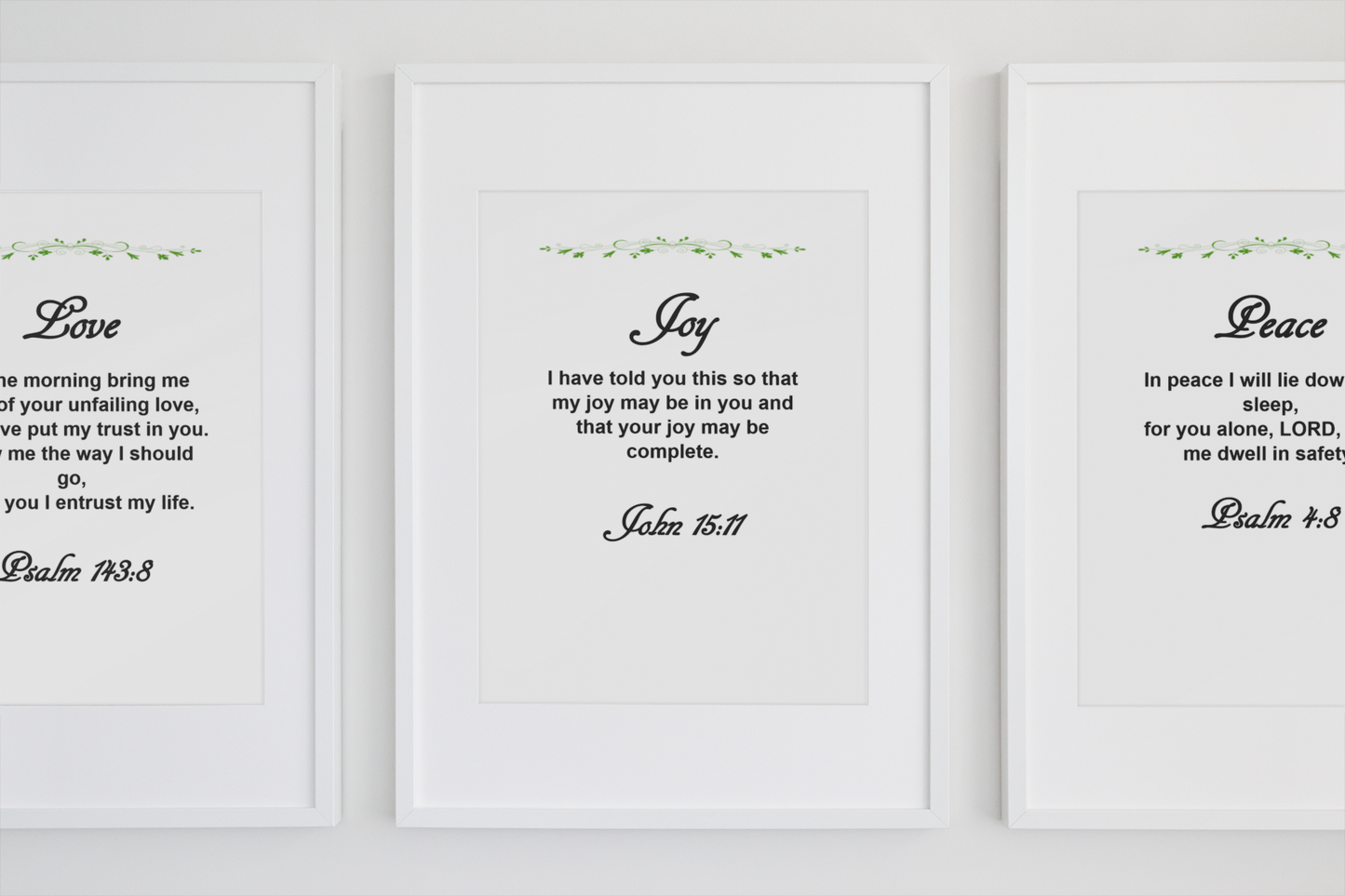 Bible Verse Set of 3 - Love, Joy, Peace, Wall Art - Journey with Jazzy