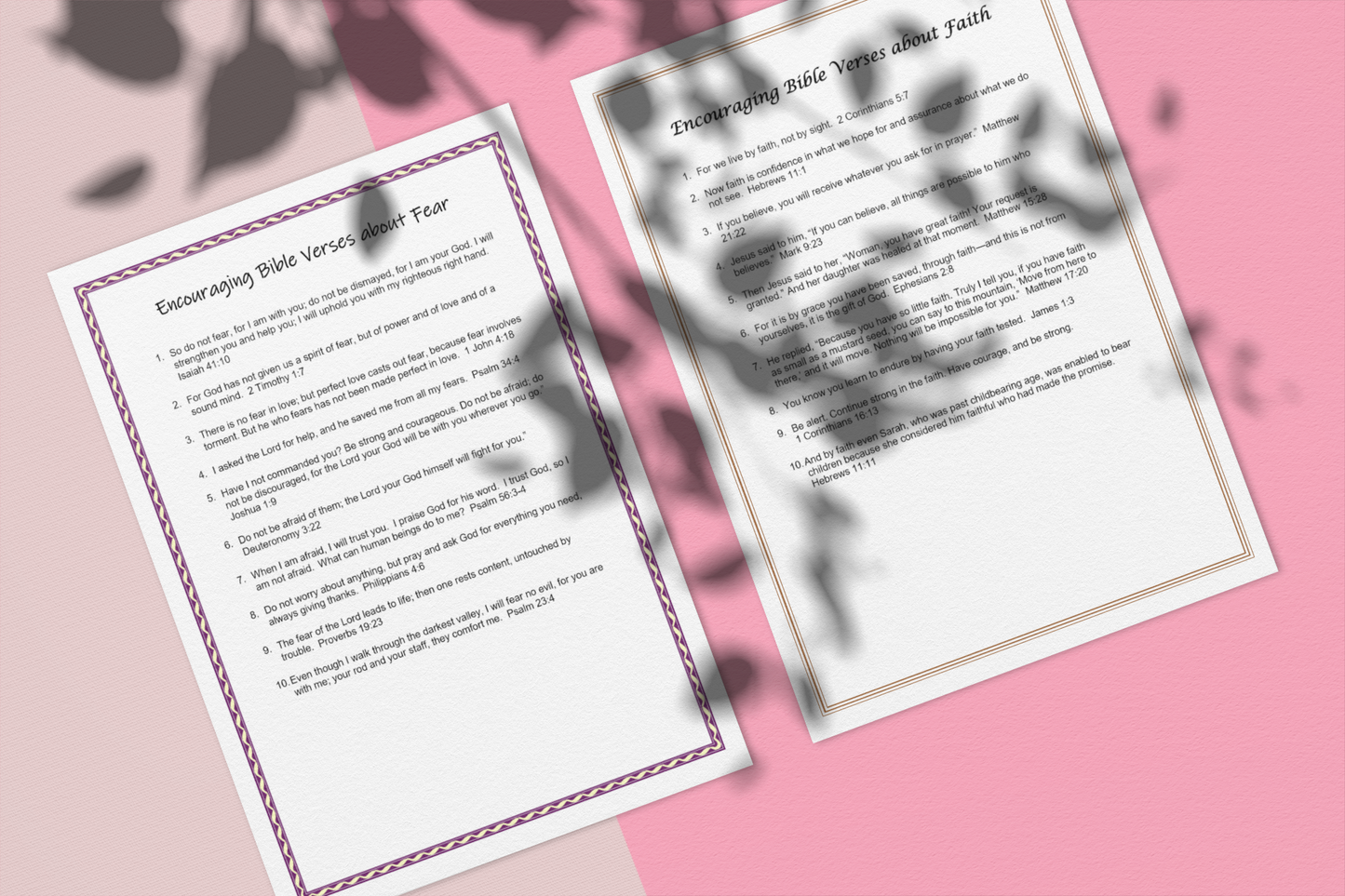 A4 Bible Verses Print - 10 Reassuring Scriptures About Fear - Journey with Jazzy