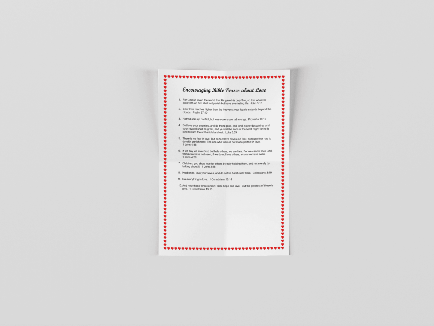 A4 Bible Verses Print - 10 Bible Verses about Love - Journey with Jazzy