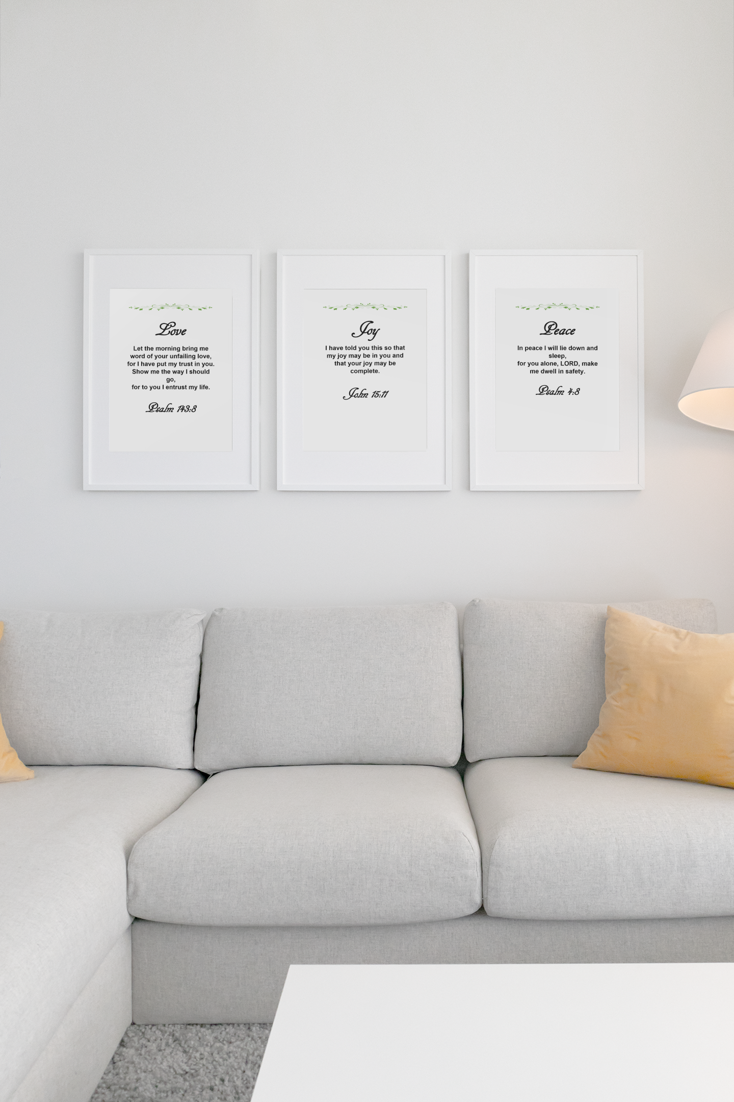 Bible Verse Set of 3 - Love, Joy, Peace, Wall Art - Journey with Jazzy
