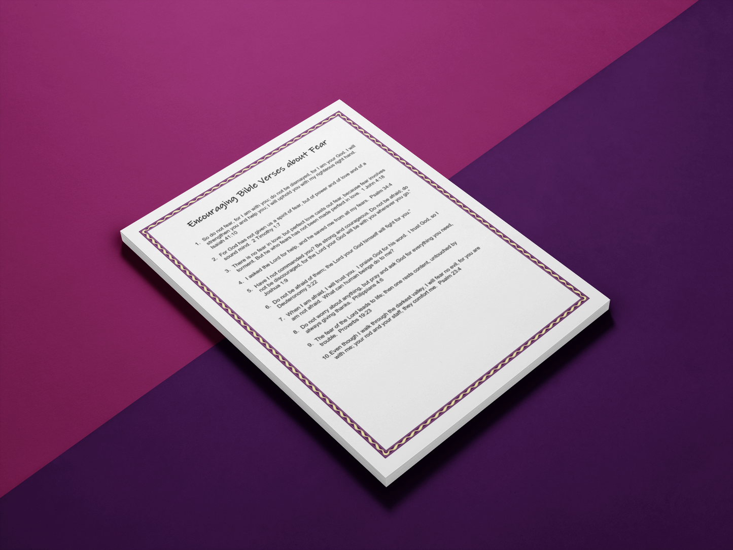 A4 Bible Verses Print - 10 Reassuring Scriptures About Fear - Journey with Jazzy