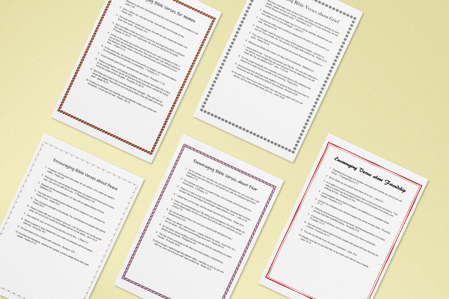 A4 Bible Verses Print - 10 Reassuring Scriptures About Fear - Journey with Jazzy