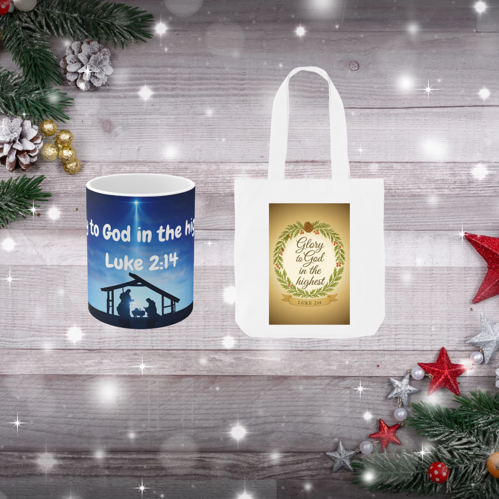 Christmas Faith Bundle - Christian Mug & Scripture Tote Bag Gift Set