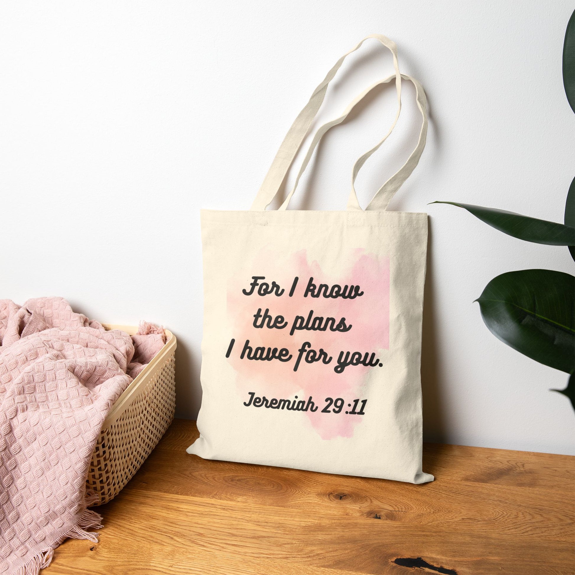 Inspirational Quote Cotton Canvas Tote Bag, Bible Verse Tote, Jeremiah 29:11 Bag, Motivational Gift, Everyday Shopping Bag - Journey with Jazzy