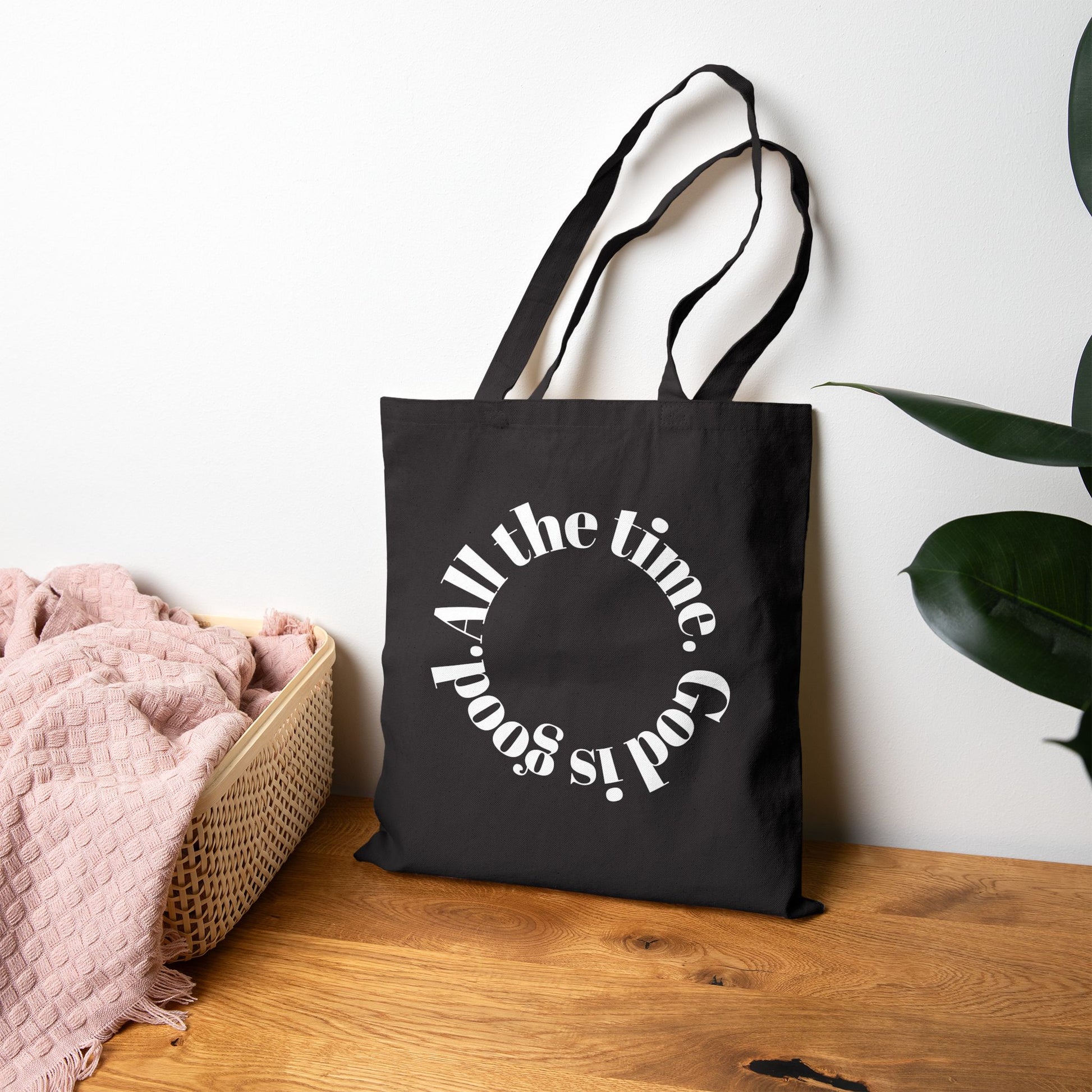 Christian Tote Bag – God Is Good All the Time – 15x16” Cotton Canvas with 20” Handles" - Journey with Jazzy
