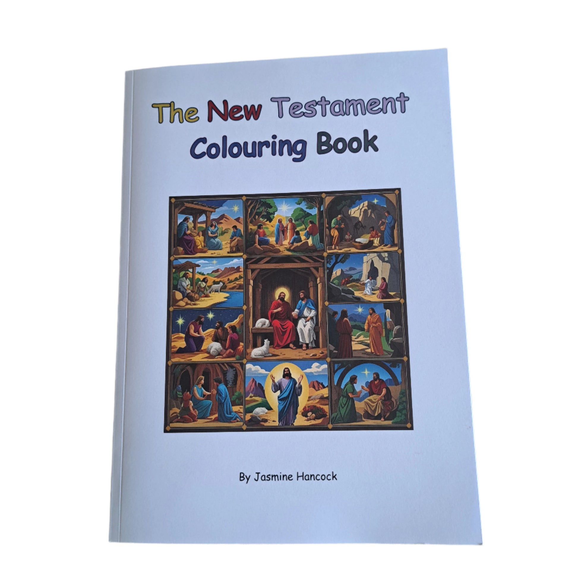 The New Testament Colouring Book by Jasmine Hancock on a white background.