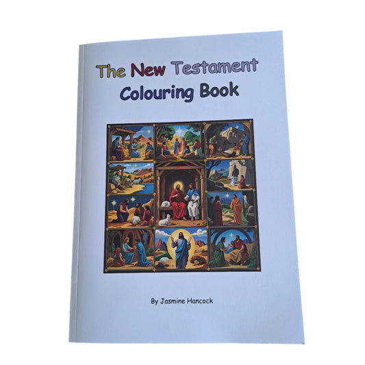 The New Testament Colouring Book by Jasmine Hancock on a white background.